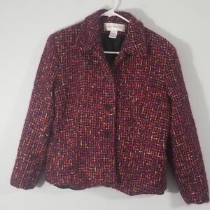 Jones New York Button Down Woven Multicolor Speckle Girls Jacket. Size 16